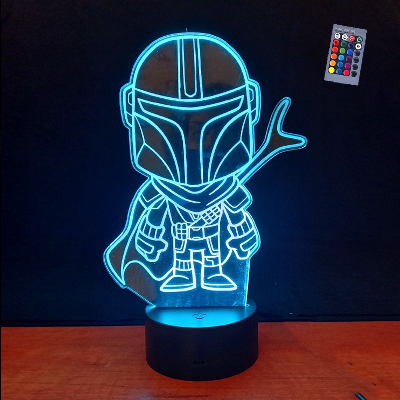 Lampe Mandalorian Personnalisée -Lampe Led Mandalorian - Lampe Stars Wars  Personnalisée