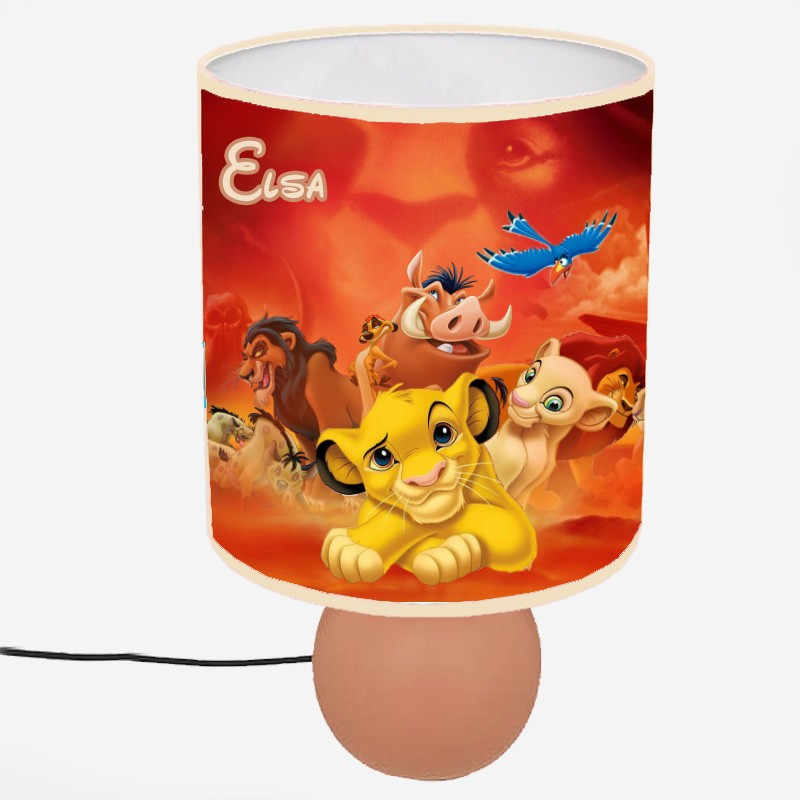 Lampe De Chevet Lion Beige Pour Enfant - Hauteur 32 Cm - Abat-jour En Tissu - Ampoule G4 Max 20W (non Fournie)