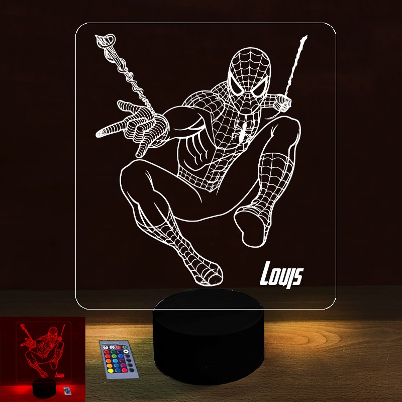 Lampe Personnalisée Spiderman - Veilleuse Spiderman - Lampe Led Spiderman