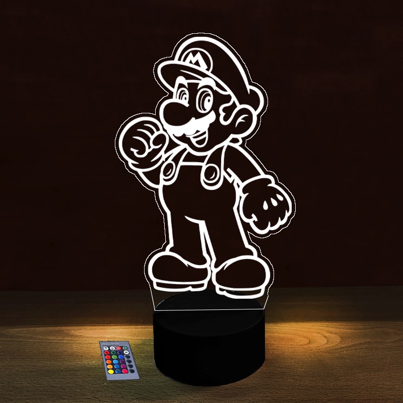 Lampe Personnalisée Mario - Veilleuse Mario - Lampe Led Mario