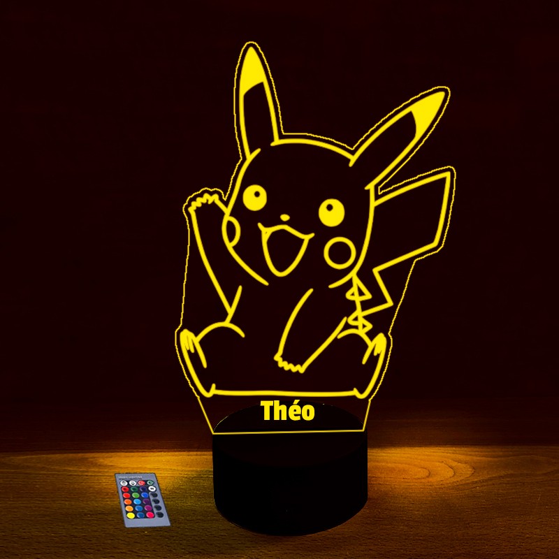 Lampe Personnalisée Pokemon Pikachu - Veilleuse Pikachu - Lampe Led Pikachu  Pokemon