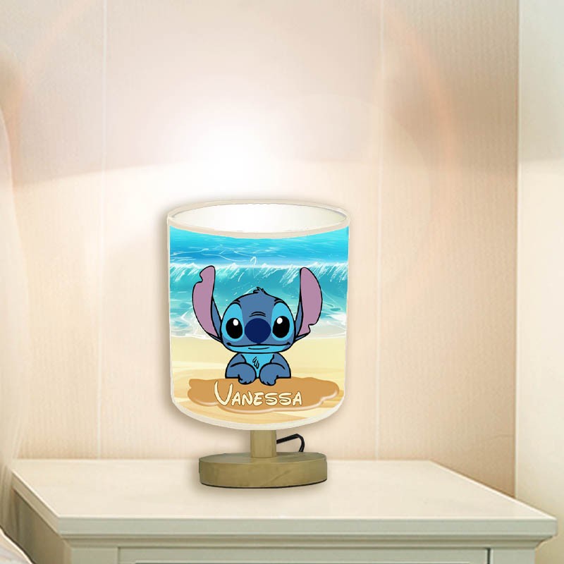 Lampe de chevet Stitch pie en bois